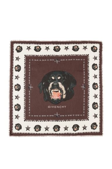 givenchy rottweiler print scarf brown|Givenchy Rottweiler Scarf in Brown & Ivory .